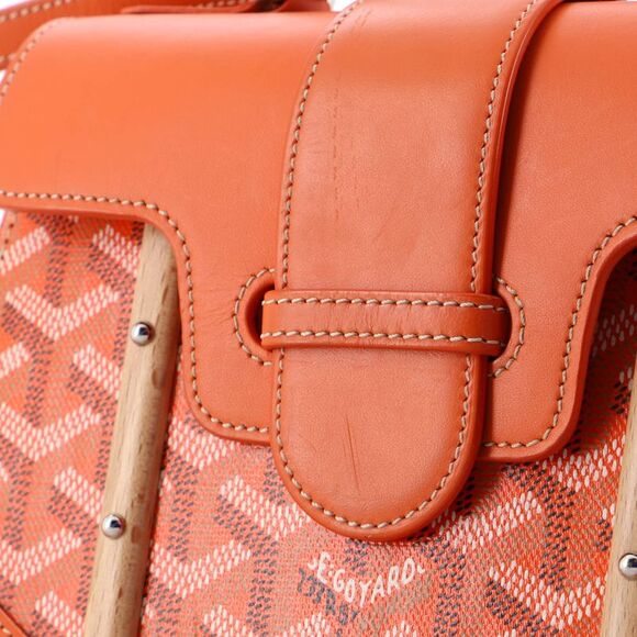 Goyard Structured Saigon Top Handle Bag Coated Canvas with Leather Mini Orange - Picture 9 of 10